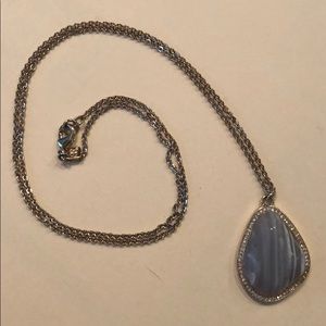 Gray Jewel Long Chain Necklace
